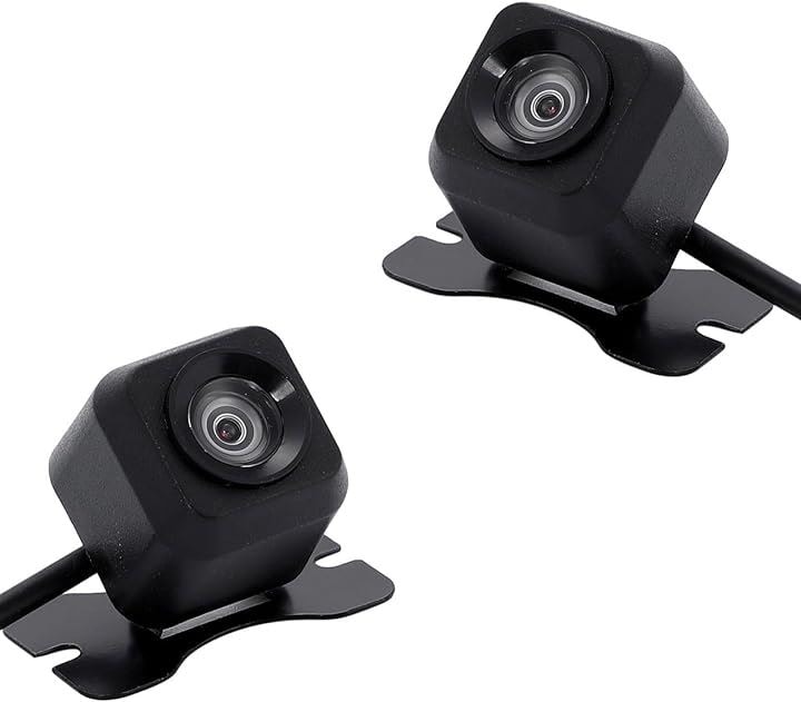 2個セット 車載 小型 170度 バックカメラ ガイドライン表示 角度調整 バック用カメラ バックモニター 汎用 後付け 駐車(ブラック)