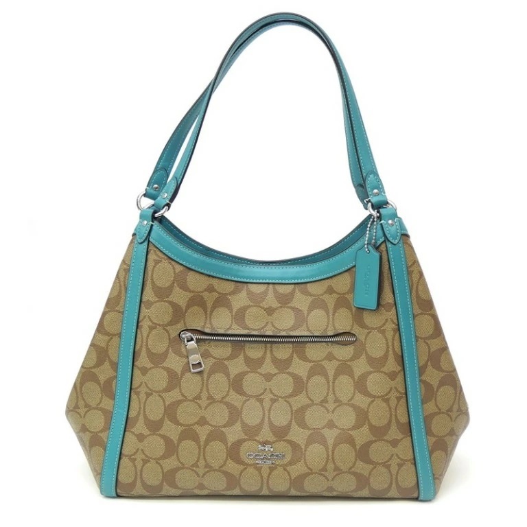コーチ COACH クリスティ ショルダーバッグ シグネチャー C6232 ブルー PVC×レザー 【中古】(68713)