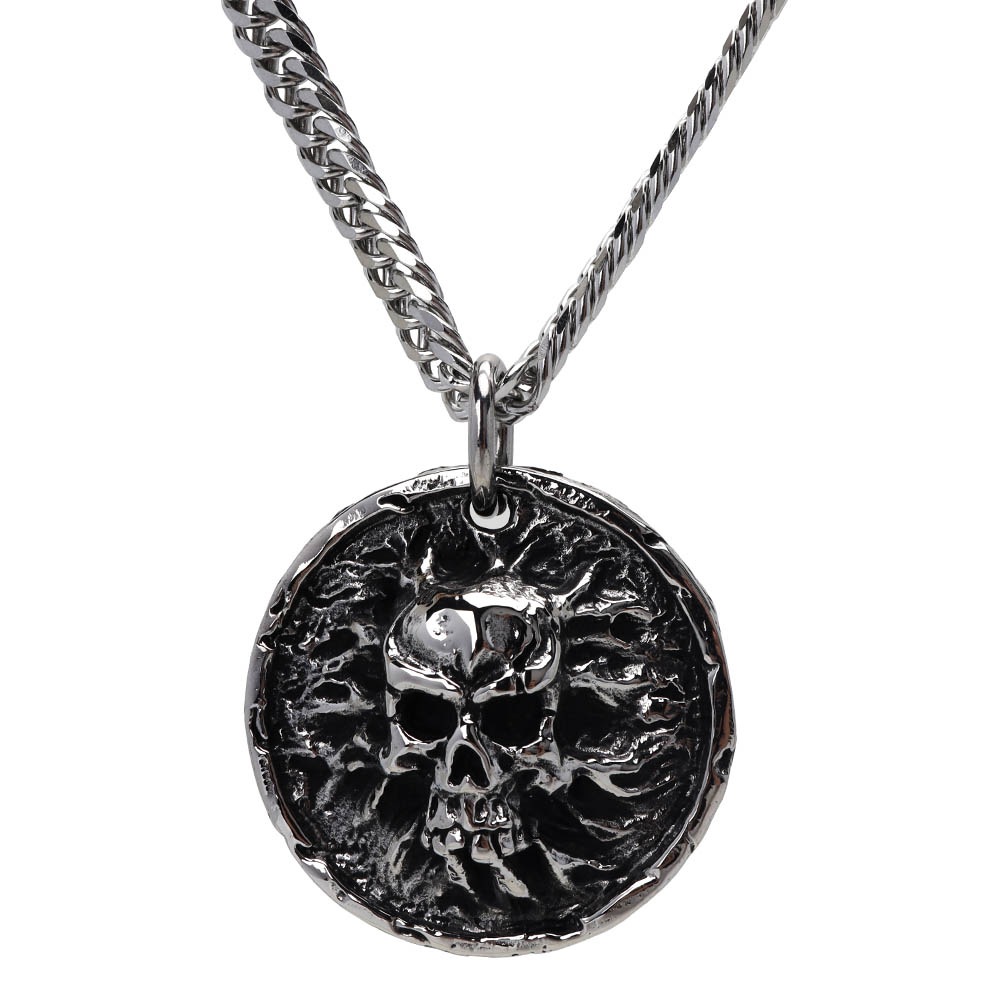 スカルメダル＆ダブル喜平ネックレス [n849-n348-6mm]