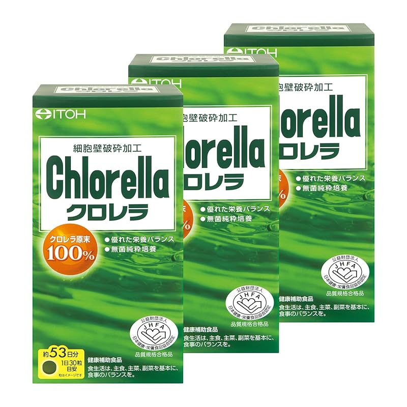 クロレラサプリメント【クロレラ 約53日分】 クロレラ原末100% 葉緑素 栄養バランス 緑藻類【井藤漢方製薬】×3個