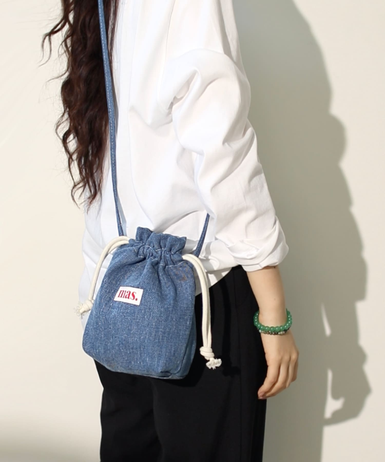 MASMARULEZ ストリングクロスバッグ _ ストリングバッグデニム