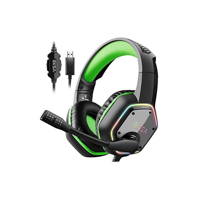 EKSA E1000 USBゲーミングヘッドセット PS4/PS5/PC用ゲーミングヘッドホン マイク付きノイズキャンセリングゲーミングヘッドフォン プラグ&プレイ 7.1chサラウンドサウンド有線へ 5,288円
