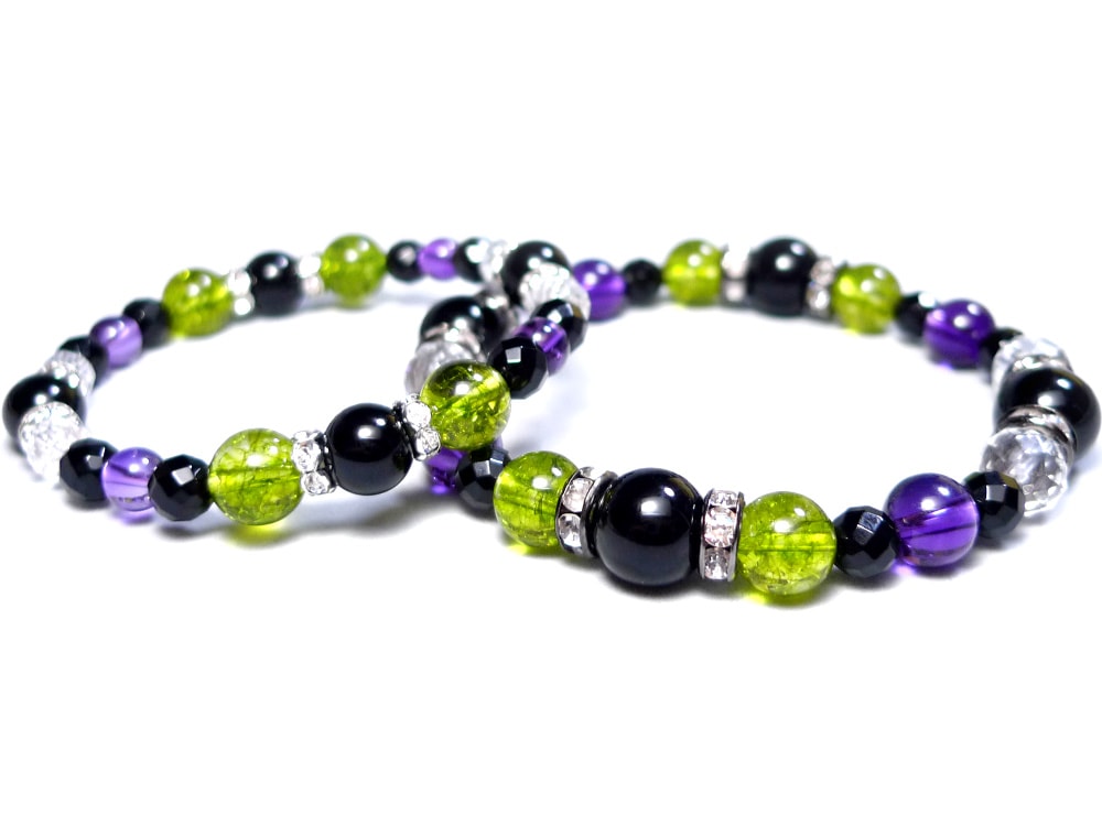 「信じた愛を永遠に」 ペア ブレスレット パワーストーン 天然石 ペアブレスレット アメジスト ペリドット アクセサリー メンズブレスレット レディースブレスレット メンズ レディース プレゼント ギ