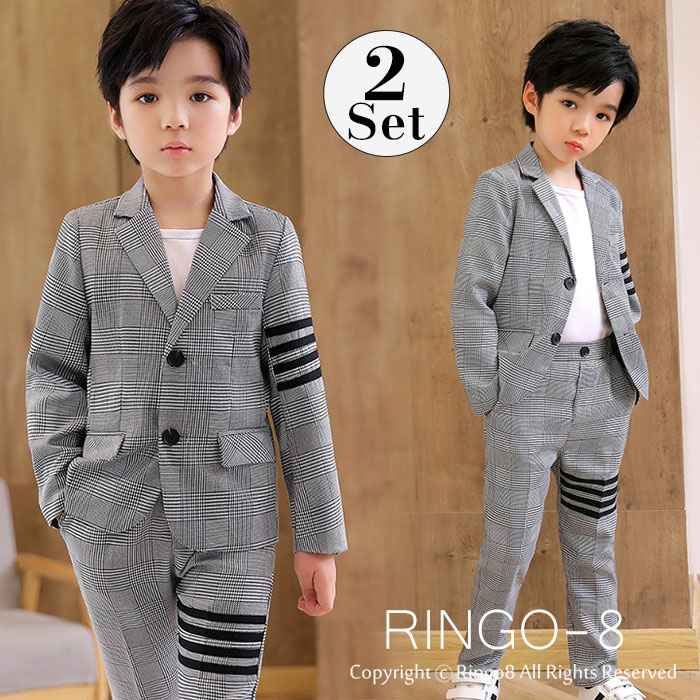 子供服 フォーマルスーツ 男の子 卒園式 入学式 スーツ 子供 卒業式 スーツ 男の子 キッズ フォーマル 男の子 スーツ 子供スーツ キッズスーツ 上下セット チェック 小学生 高校生 長袖 入学式