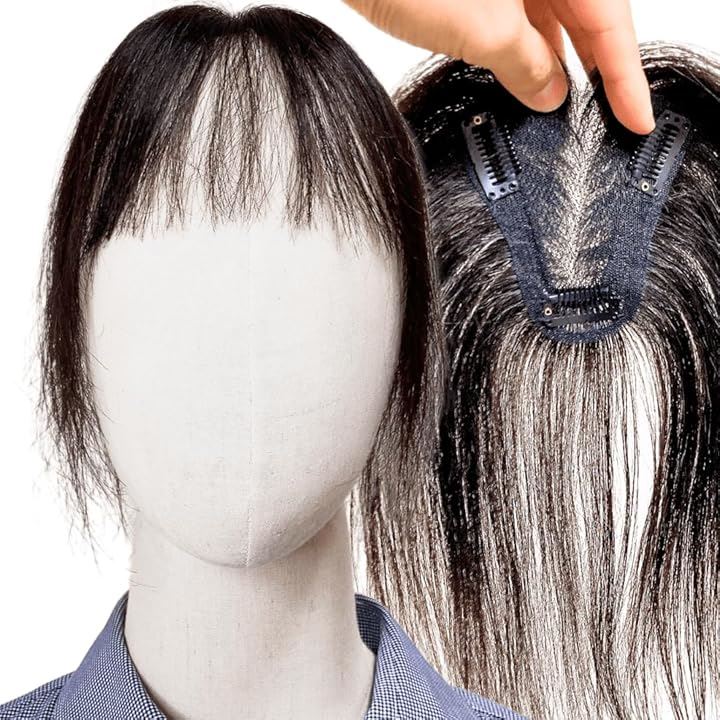 部分ウィッグ ヘアピース ポイントウィッグ 女性 レディース 人毛100% かつら 前髪ウィッグ ショート トップピース つむじ(前髪カット(ナチュラルブラック), 10x10cm) 6,787円