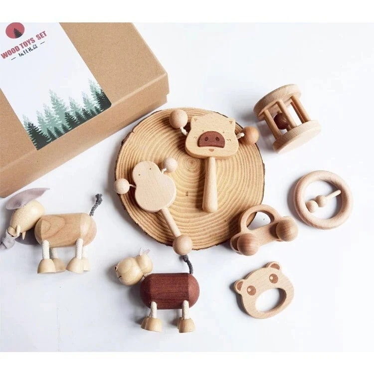 木製 天然 ガラガラ 赤ちゃんのおもちゃ セット カミカミ 玩具 手つくり ベビー ギフト 出産祝い