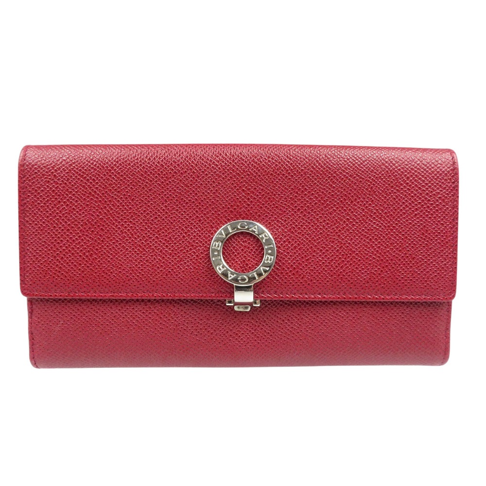 美品 クリップ ラージ ウォレット ブルガリブルガリ 33744 長財布 レザー/レザー ルビーレッド 0593【中古】 レディース