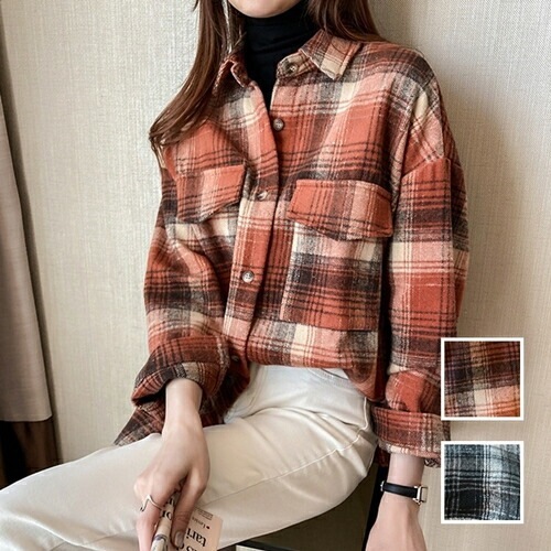ブラウス シャツ 韓国 ファッション レディース 秋 冬 カジュアル コーデ シンプル 定番 セレカジ 20代 30代 40代 2025大きいサイズ チェック オーバーサイズ 羽織 プレーン 着