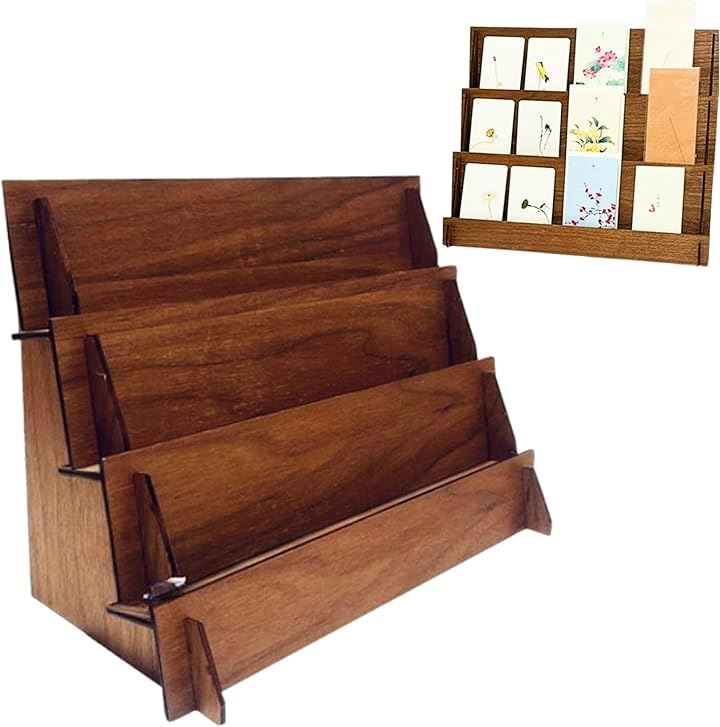 ひな壇 木製ディスプレイ 什器 シェルフ 卓上棚 陳列棚 組み立て簡単 展示什器 展示棚 卓上什器 軽量棚 ショップディスプレイ 工具不要(ブラウン, 40x28x19cm)