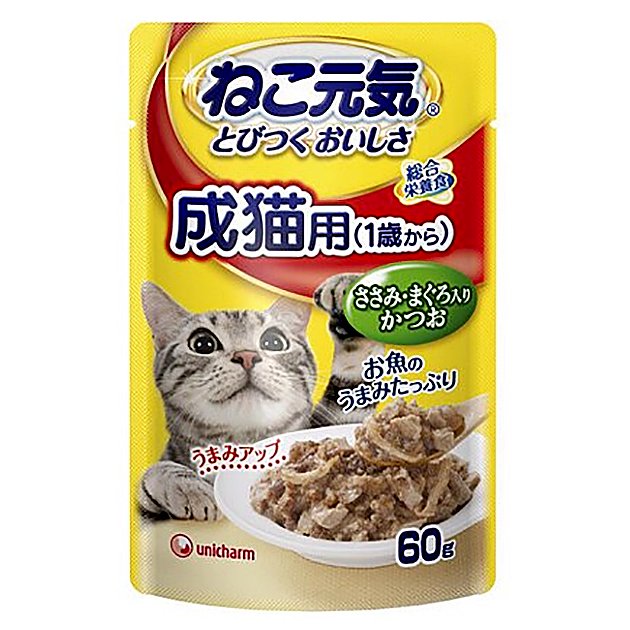 総合栄養食　パウチ　成猫用（１歳から）　ささみ・まぐろ入りかつお　６０ｇX１２０袋　ＣＲＣ35―20―55―25―00