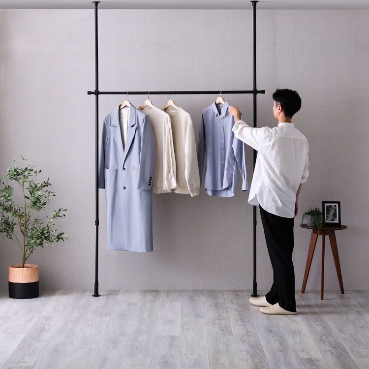 つっぱりハンガーラック　1段　幅200cm 6,618円