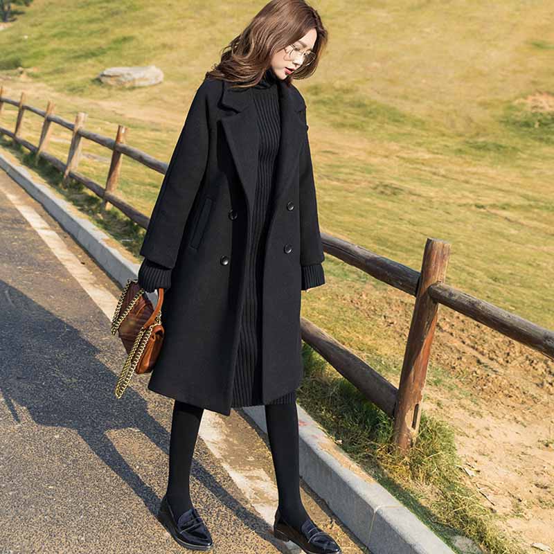 秋冬の新作韓国版ゆったりとしたファッションビッグサイズの綿入りラシャコート女性