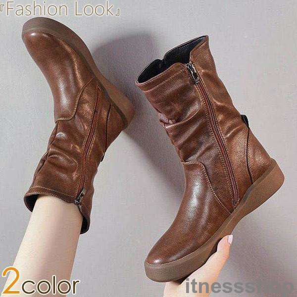 【本日限定激安格】新品 ブーツ レディース ローヒール 歩きやすい 履きやすい サイドジップ 黒 疲れない ミドル ハーフ丈