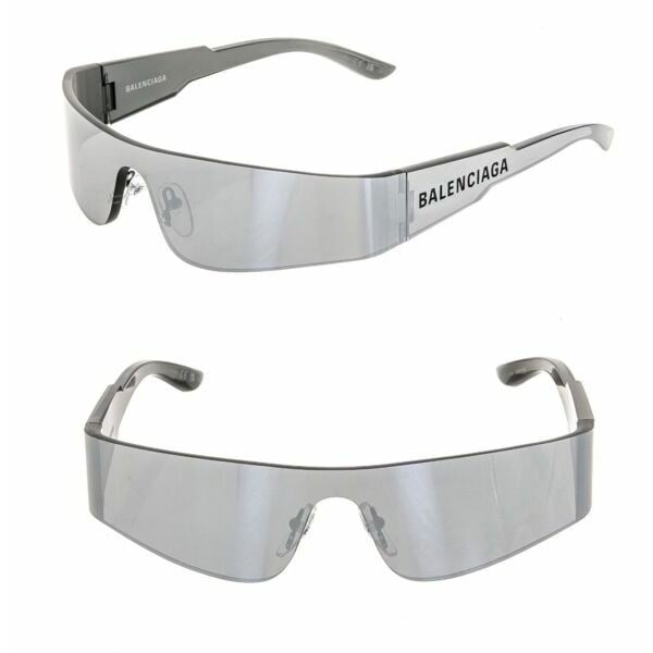 サングラス BALENCIAGAMONO Wrap 0041 Silver Fashion Shield Futuristic Sunglass BB0041S 002