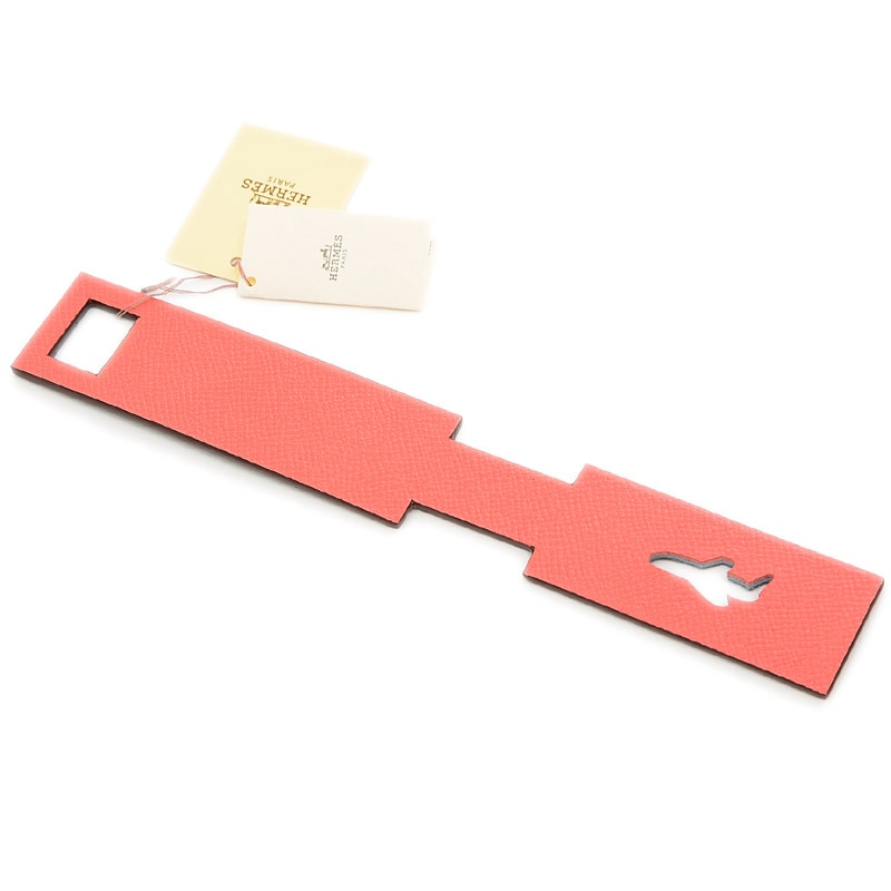 エルメス ラゲッジタグ AVION PLANE 飛行機 レザー ピンク/ネイビー その他小物