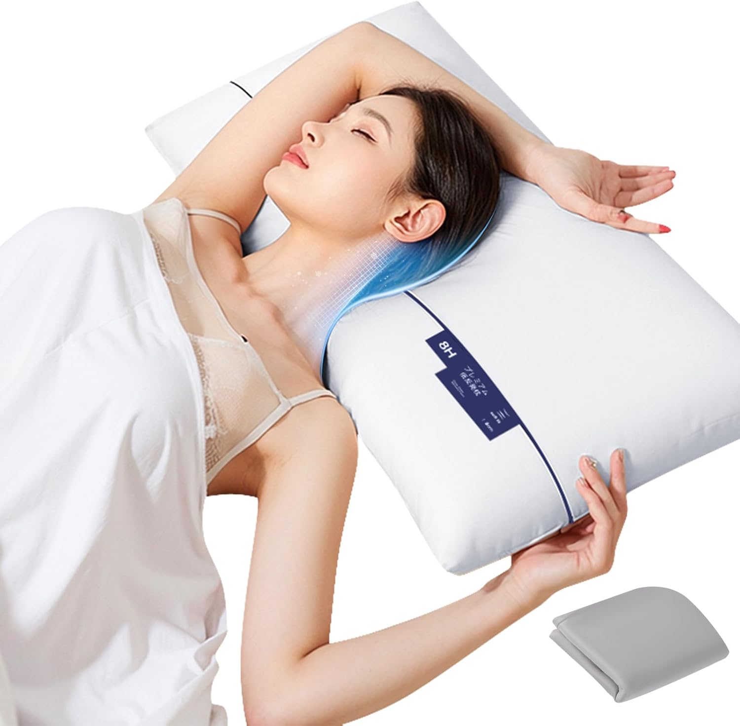 【5つ星ホテル仕様】AEEZO 枕 低反発 ピロー 温度調節枕カバー付き 寝心地アップ 面積の広い枕 ゼロ圧力 首が痛くならない まくら pillow 安眠枕 体圧分散 マクラ 通気性 仰向き 横向き