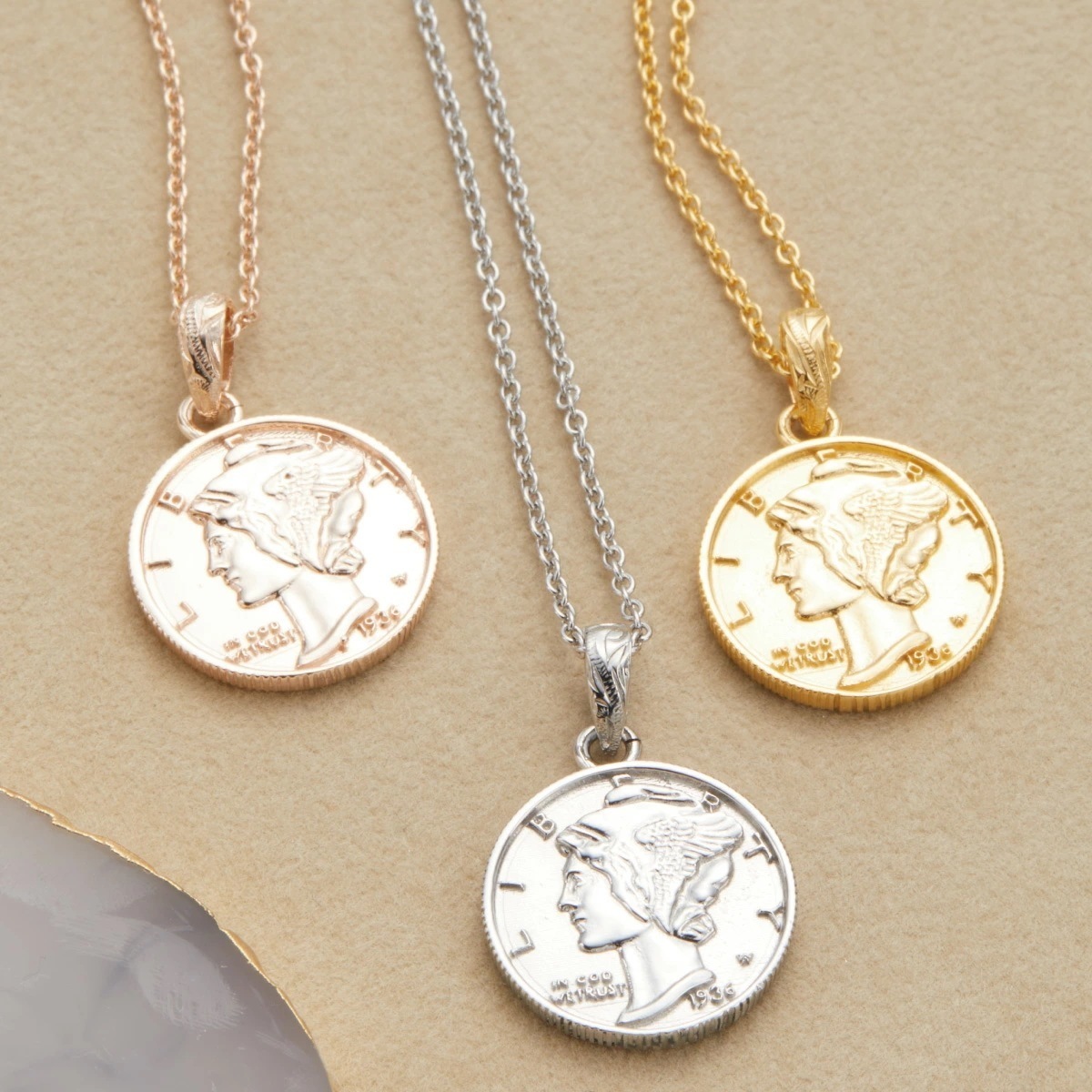 ネックレス サージカルステンレス ハワジュ リバーシブル コイン ラウンド プルメリア スクロール