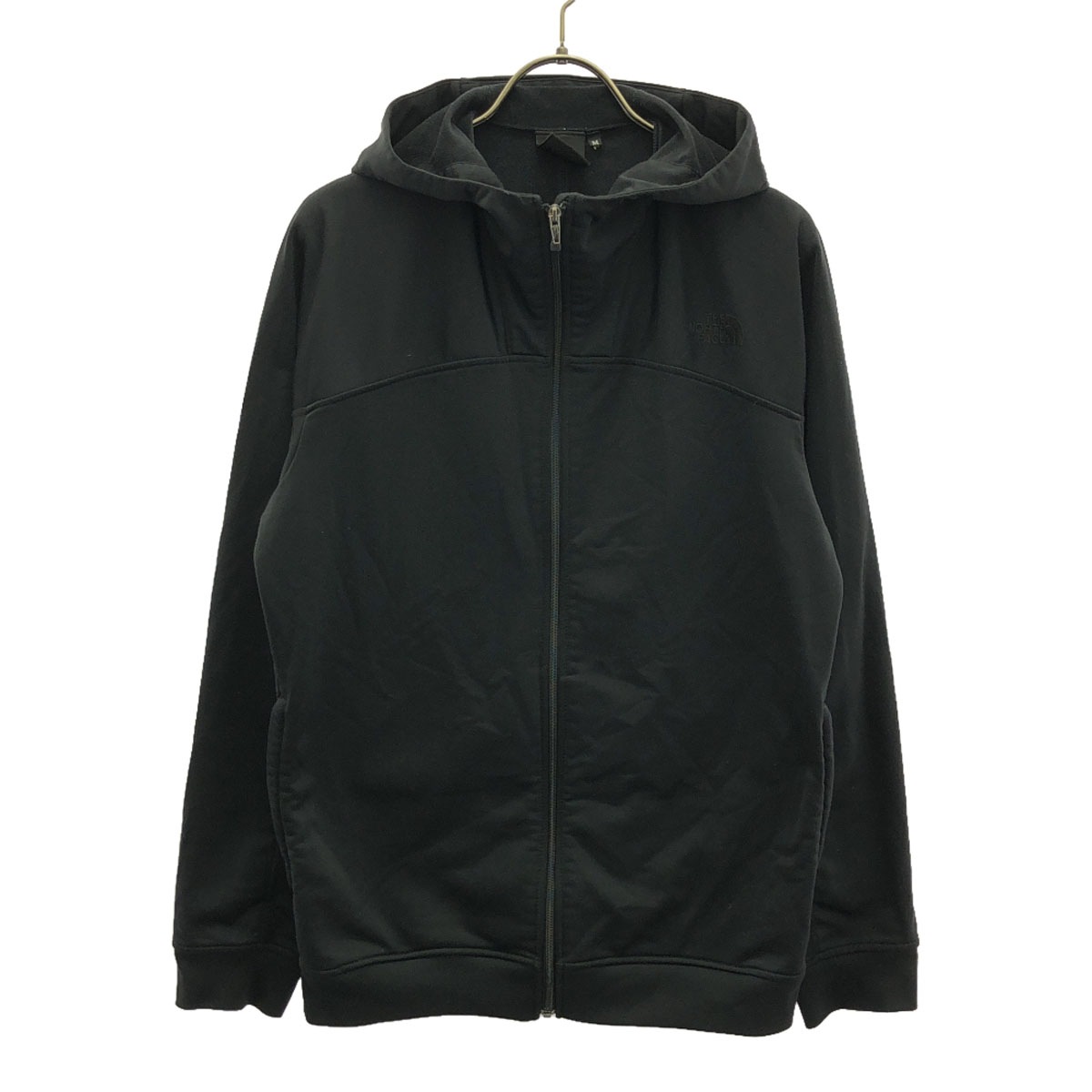 ロゴ刺繍 長袖 モーメンタムフーディ ジップパーカー M ブラック アウトドア NT11303 メンズ 古着
