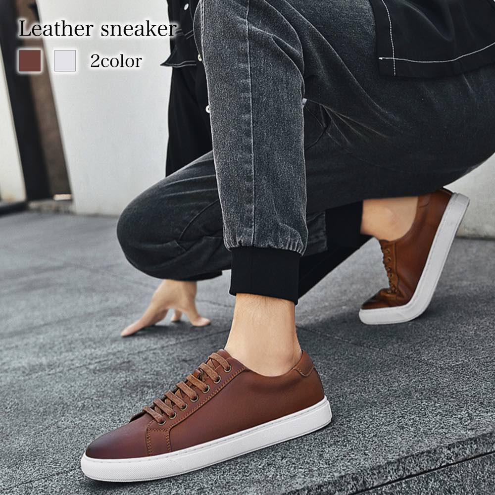 スニーカー メンズ レザースニーカー ブラック 靴紐 幅広 軽量 おしゃれ ブーツ 赤 ランニング 防水 結ばない 秋 ウォーキング かかとなし 冬 春 黒 身長UP 靴 レザー 白 ハイカット シー