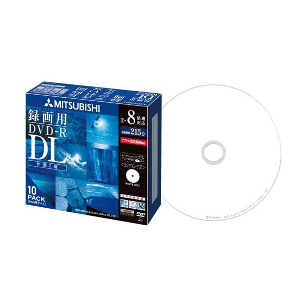 (まとめ) 三菱ケミカルメディア 録画用DVD-RDL 215分 2-8倍速 ホワイトワイドプリンタブル 5mmスリムケース VHR21HDSP101パック(10枚) 10セット