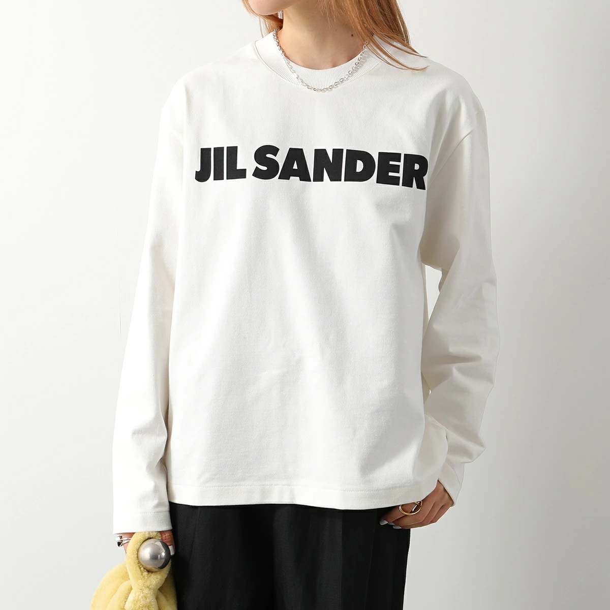 JIL SANDER ジルサンダー 長袖 Tシャツ J02GC0107 J45047 J45148 レディース コットン ロゴT ロンT カットソー クルーネック 102/PORCELAIN