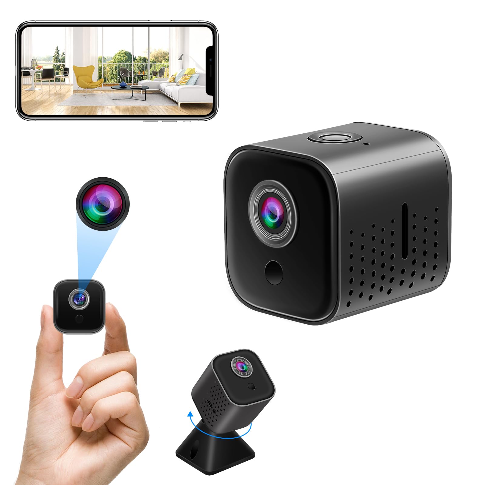 超小型カメラ 隠しカメラ 【 4k画質140広角 WIFI機能 動体検知 暗視機能 5時間録画 256GB対応】小型カメラ 小型防犯カメラ 遠隔監視 ループ録画 屋内/玄関/屋外スパイカメラ 小型監視