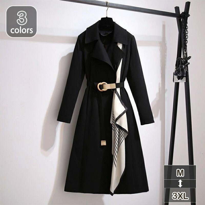 トレンチコート レディース 春 コート ベーシック トレンチコート アウター ジャケット ロング丈 スプリングコート 春秋コート スリム 着痩せ 長袖 大きいサイズ おしゃれ きれいめ 大人 上品 エ