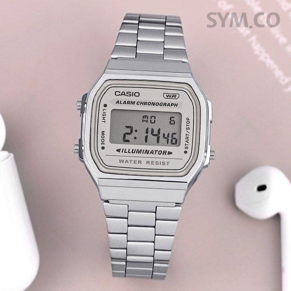 A168WA-8AY ヴィンテージ ニューバージョン シルバー 電子 男女兼用 メタル 時計 d