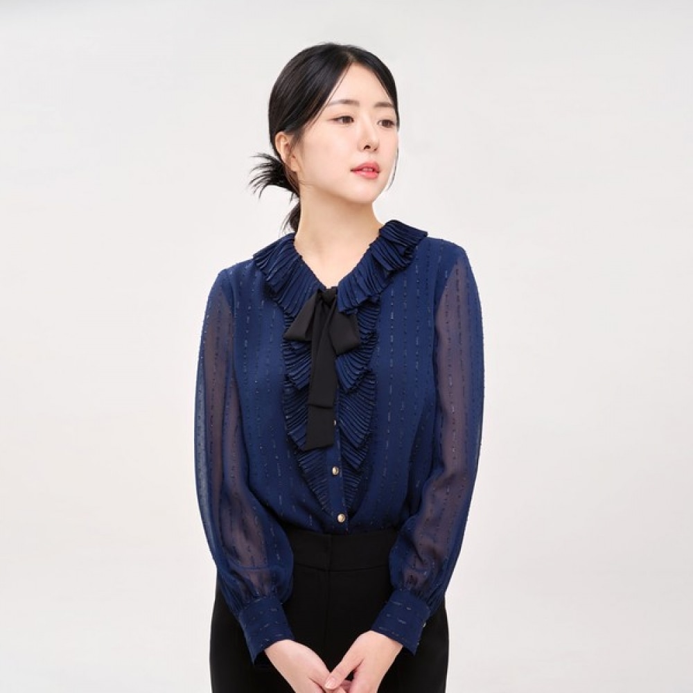 (ミニマル) プリーツカラーシースルーブラウス MYCGWB8100