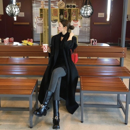 [ウール40% ハイクオリティ] ハリウール ダブル ハンドメイド ルーズフィット ロングコート オーバーフィット ボクシー ブレザー ビッグサイズ 冬