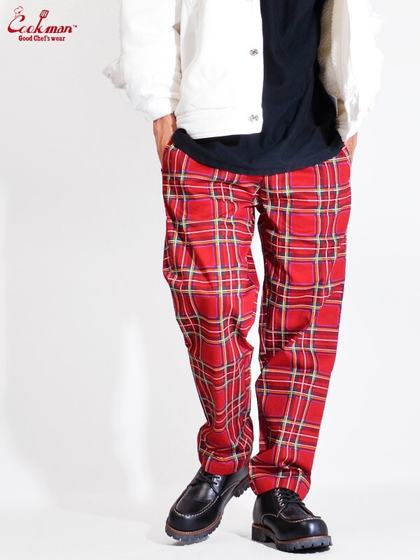 COOKMAN クックマン シェフパンツ chef pants メンズ レディース ユニセックス 男女兼用 大きいサイズ Chef Pants Tartan Red Check 231-03823