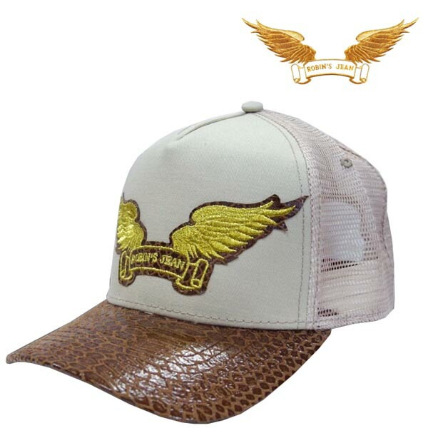 ロビンズジーン キャップ ROBIN S JEAN メンズ レディース ウィング ゴールド ロゴ クロコ ベージュ ロビンズ ジーン safari サファリ LEON レオン オーシャンズ 掲載 イン