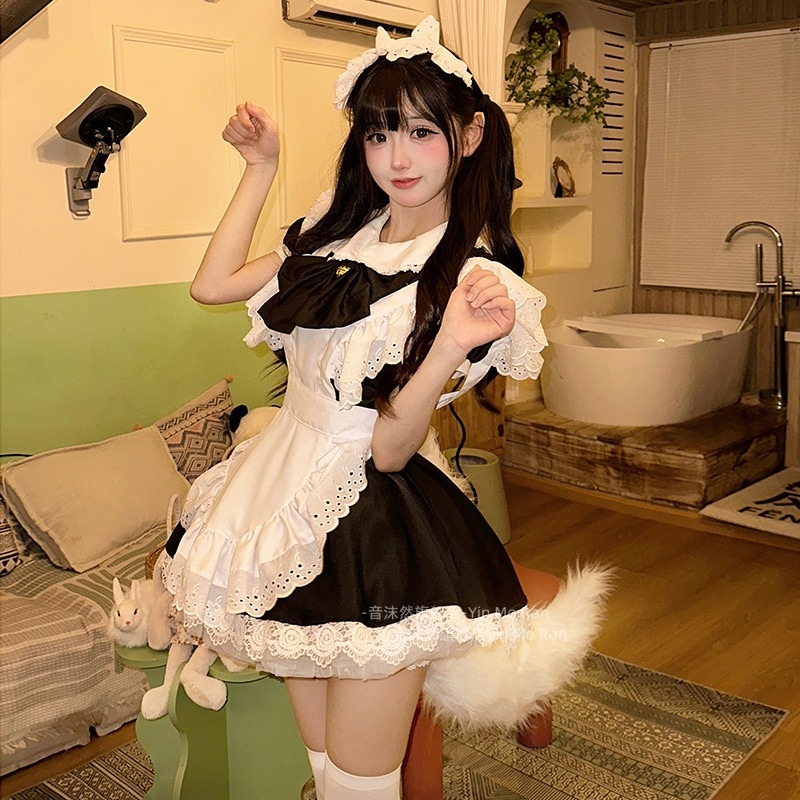 【激安開催！】大きい 蝶結び かわいい メイド服 コスプレ ワンピース 柔らかい妹 lolita 王女スカート cos服