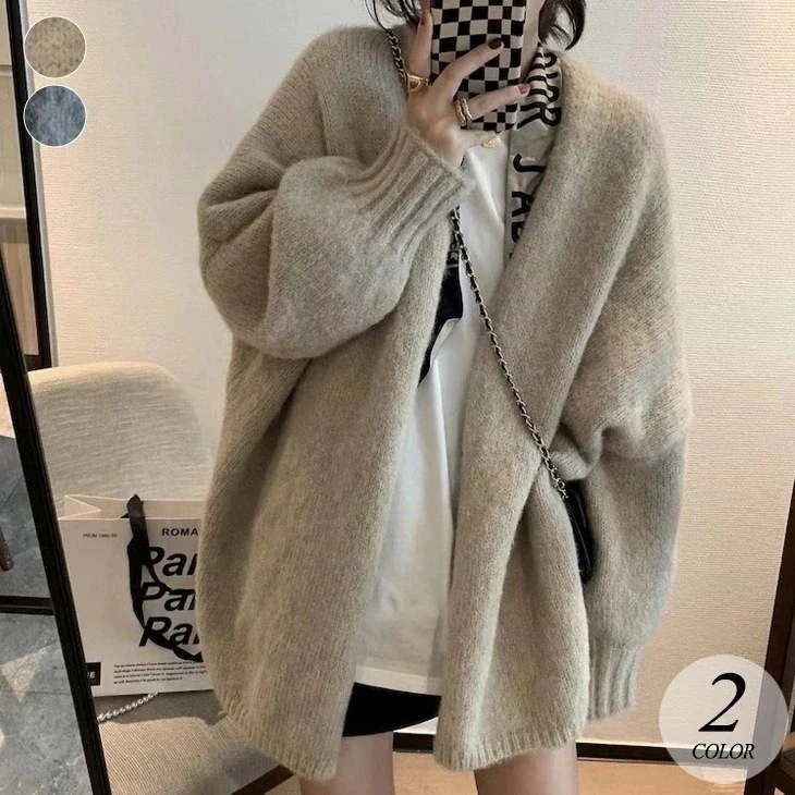 カーディガン アウター ふわふわ トップス 長袖 可愛い ゆったり カジュアル 秋 冬 きれいめ おしゃれ レディース 韓国ファッション