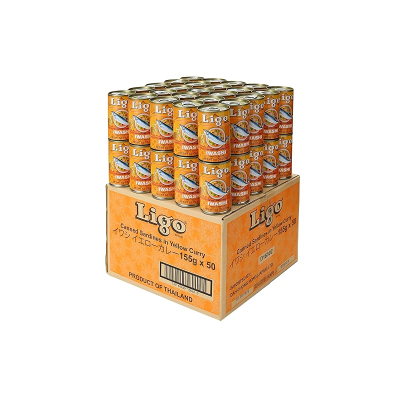 Ligo イワシとイエローカレー 155g x 50缶【ケース販売】防災 備蓄 保存食　いわし缶