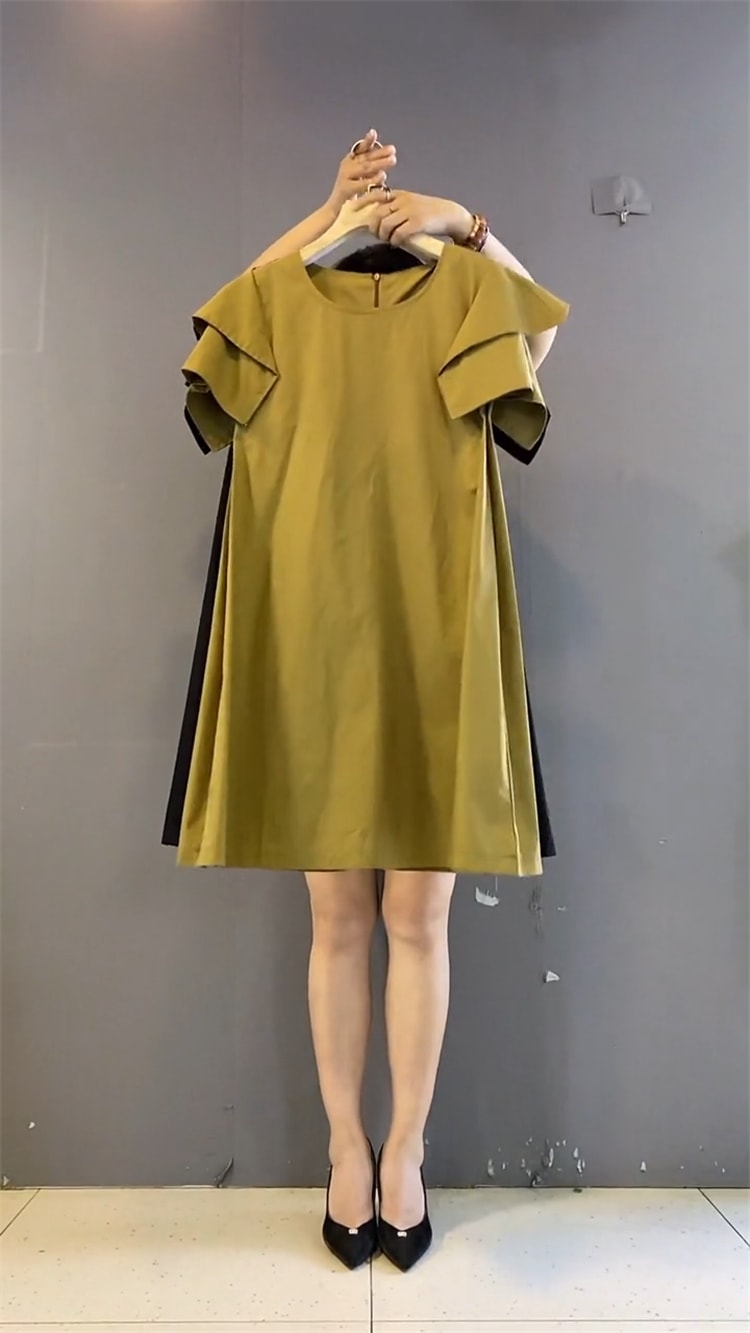 ワンピース 膝丈 ひざ丈 半袖 襟なし かわいい 大人可愛い きれいめ シンプル 大人 上品 おしゃれ お洒落 大人可愛い 大人女子 こなれ感 無地 夏 30代 40代 レディース 女性用 普段使い