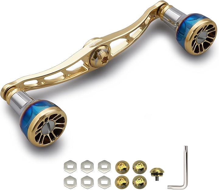 V2.0 105/115mm ベイト リール ハンドル 航空アルミ製 シマノ ダイワ アブガルシア 通用 Engn series 0191(ゴールド, V2.0 - 115mm)