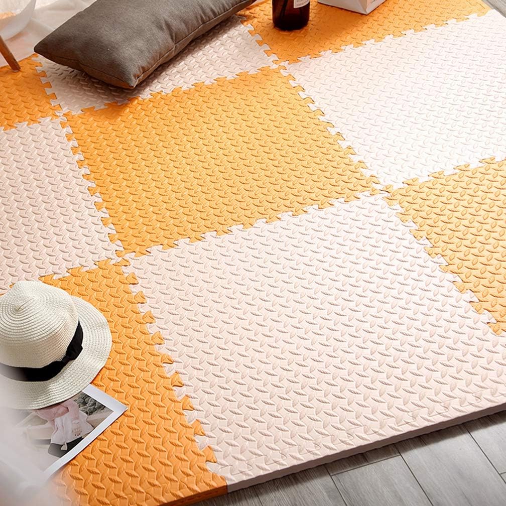 パズルマット ジョイントマット 赤ちゃん 30ｃｍ フロアマット 無地 キッズ ベビー エコ 洗える 防音 ケガ防止 プレイマット かわいい ベージュ＋オレンジ クッションマット