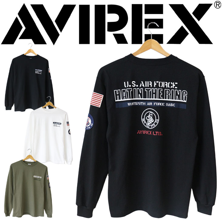 AVIREX アヴィレックス ロンＴ HAT IN THE RING ハットインザリング プリント 刺繍 リブ 長袖 Tシャツ アビレックス ミリタリー アメカジ カジュアル 783-4230010