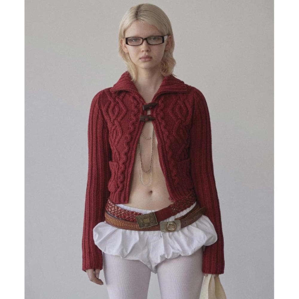 スカルプター Two Way Cable Cardigan Red SC25S208RD