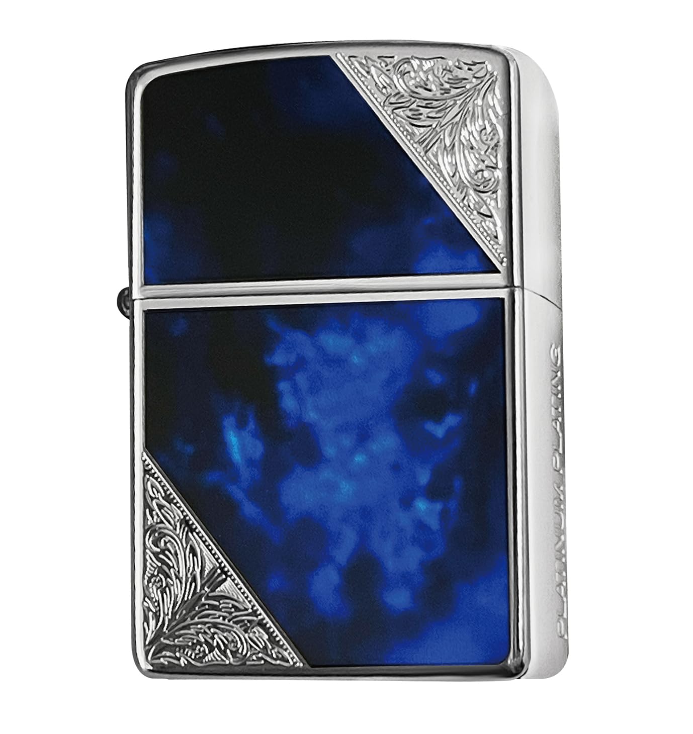 ZIPPO(ジッポー）２PT-MBBK プラチナ 【高級BOX付き】 シリアル 限定 唐草 (ブルー)