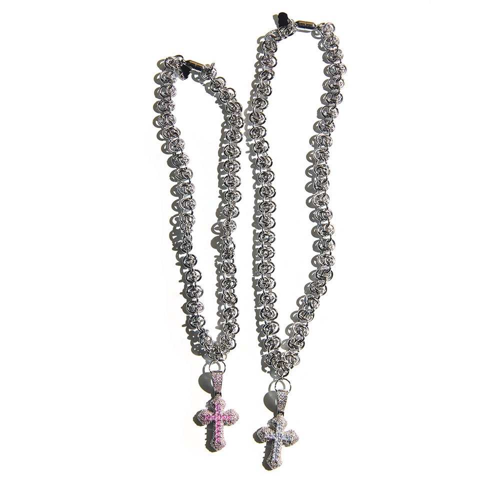 ZiRCONiUM CROSS BYZANTiNE CHAiN NECKLACE #110