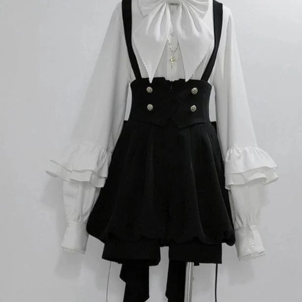 レトロでエレガントなダークキュートなロリータ王子シャツショーツスーツ