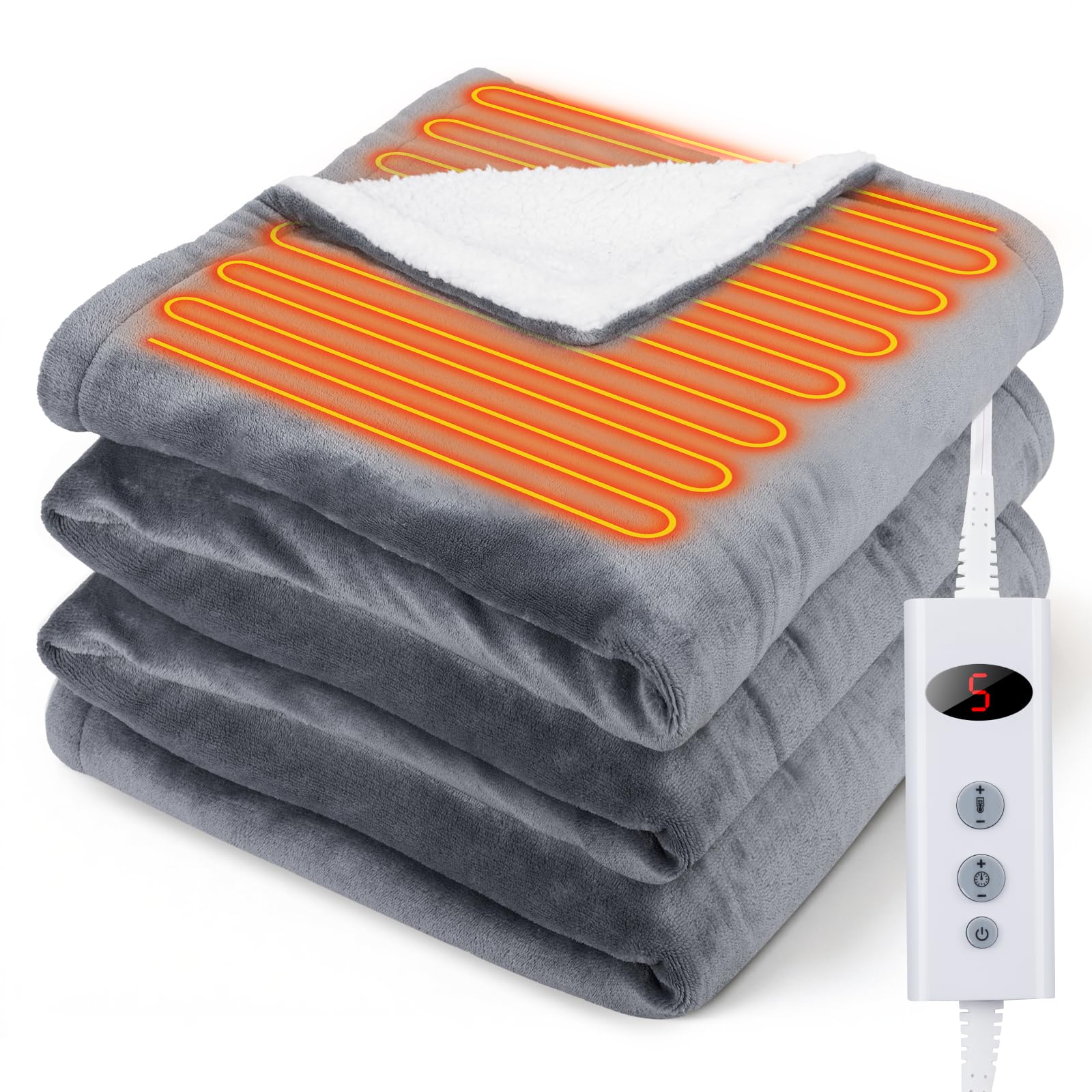 GOHHME 電気毛布 敷き 掛け200×140cm 電気膝掛け【ダブルサイズ＆2025進化した高性能コントロール＆ 掛け敷き兼用 】節電 10段階温度調節 ９段階タイマー設定 電気ブランケット ふわ