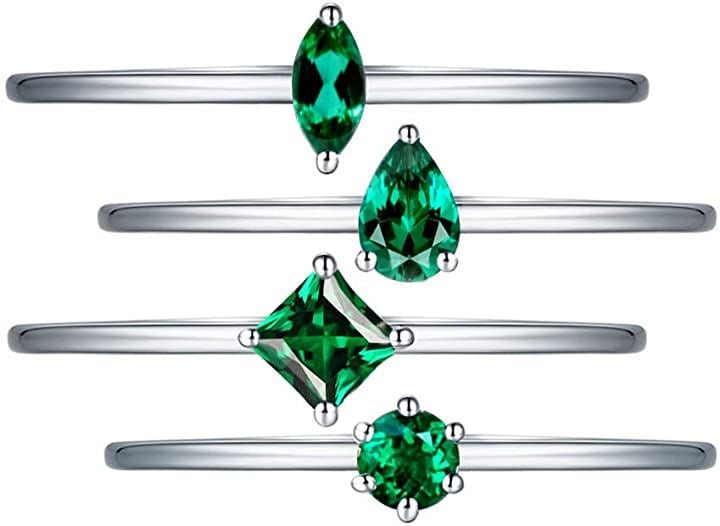 4点セットリング シルバー925 指輪 レディース 人工石