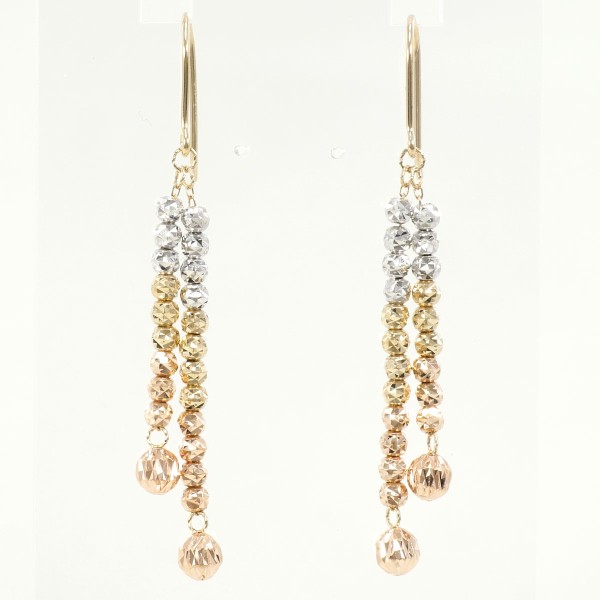 周大福 K10YGWGPG ピアス 総重量約2.5g ジュエリー 中古