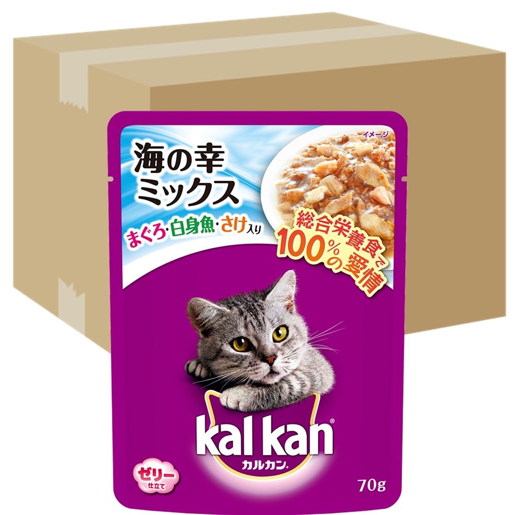 カルカン パウチ 海の幸ミックス まぐろ・白身魚・さけ入り キャットフード 70g×16袋×10 (ケース販売)