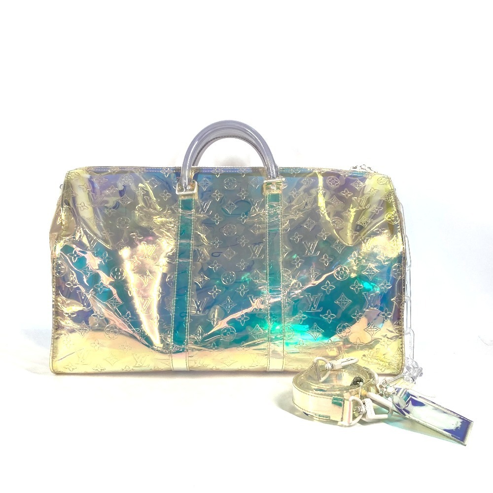 ボストンバッグ M53271 キーポル・バンドリエール50 モノグラムプリズム カバン 旅行バッグ ショルダーバッグ レザー オーロラ クリア