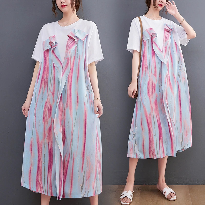 ワンピースtシャツワンピースレディースファッション韓国半袖夏服大きいサイズTシャツワンピ