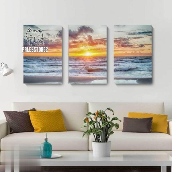 風景 夕焼け 夕日 海 インテリア ファブリック 3枚セット オシャレ アートフレーム 壁掛け アートパネル リビング プレゼント